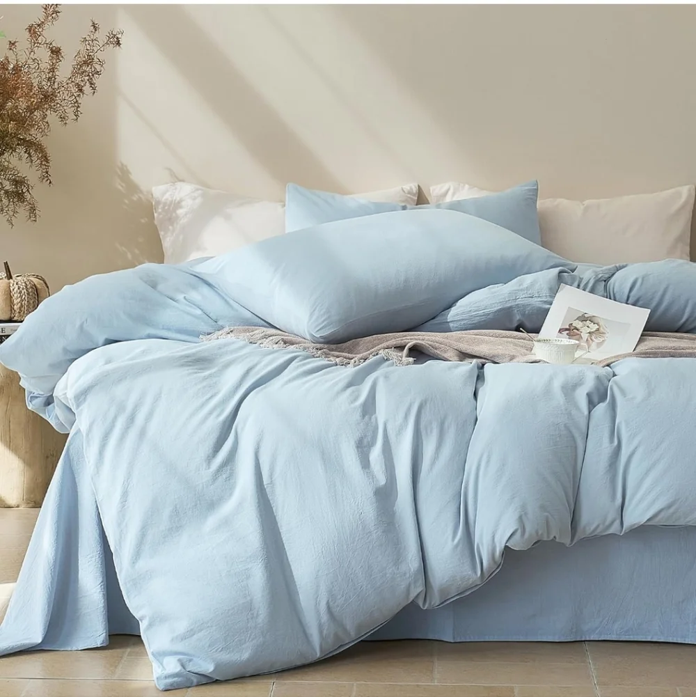 JELLYMONI Duvet Cover Full Size - 100% Washed Cotton Comforter Cover New
